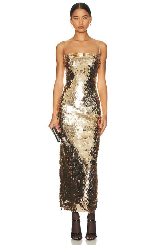 Dorado  Elegante Vestido