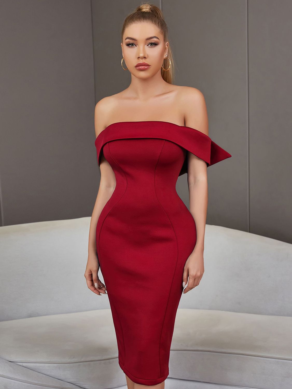 Elegante Rojo  Vestido Diseño Especial