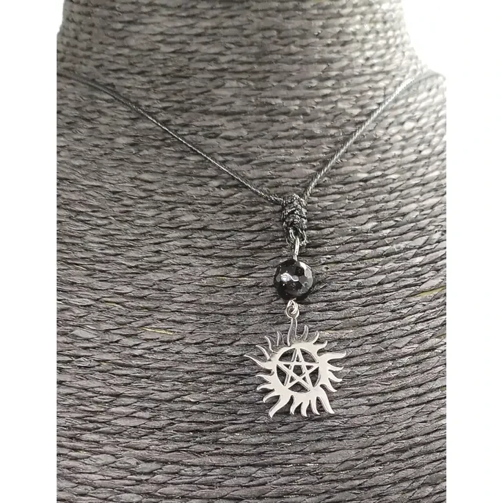 Collier - pentacle soleil - Tourmaline facettée
