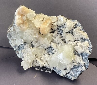 Apophyllite Stilbite on Blue Chalcedony