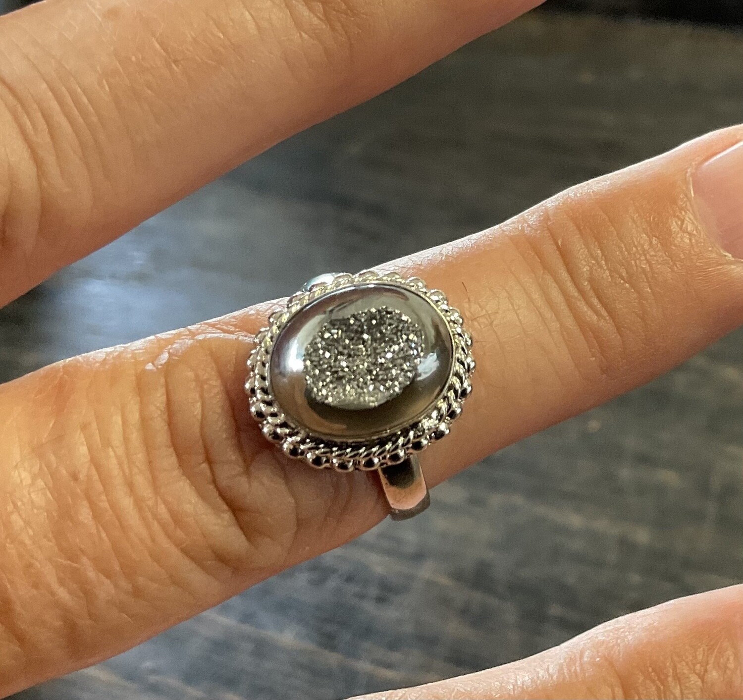 Druzy Agate Ring Size 6