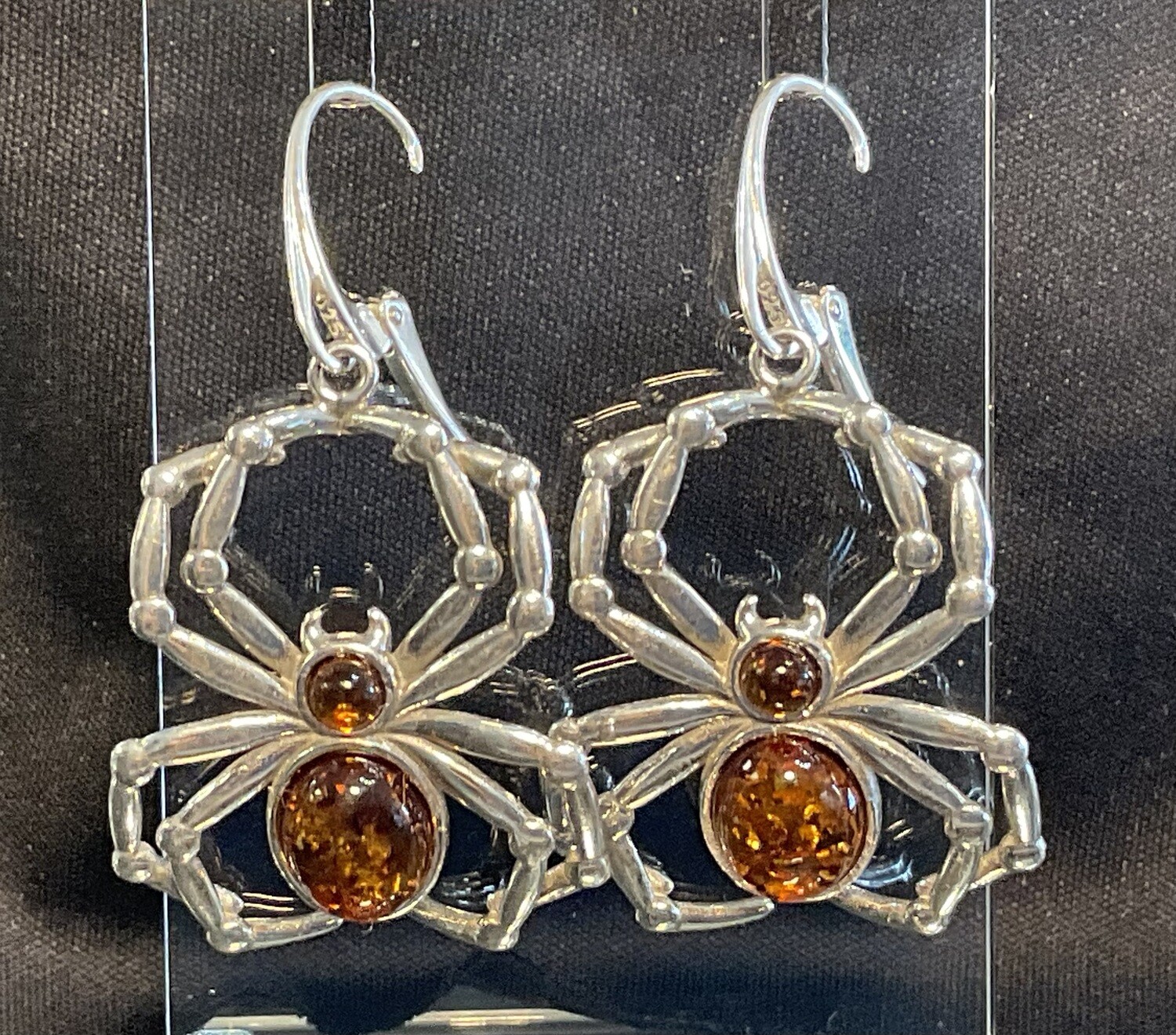 Cognac Amber Spider Earrings