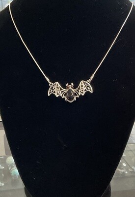 Bat Cherry Amber Silver Necklace