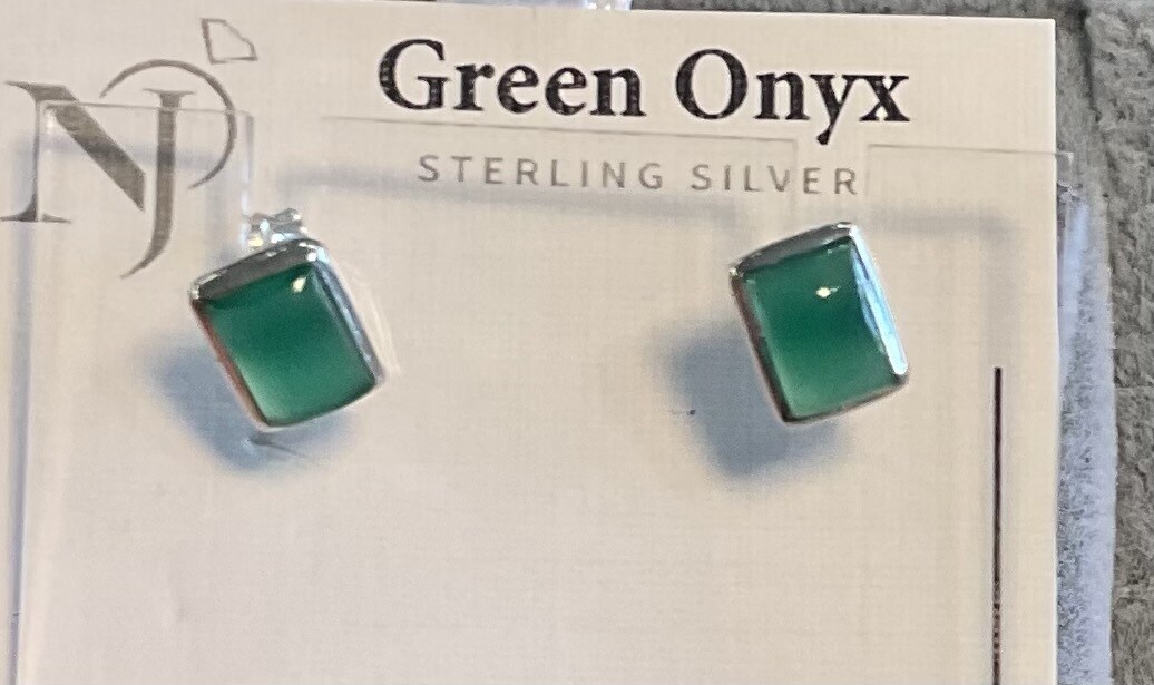 Green Onyx Sterling Silver Stud