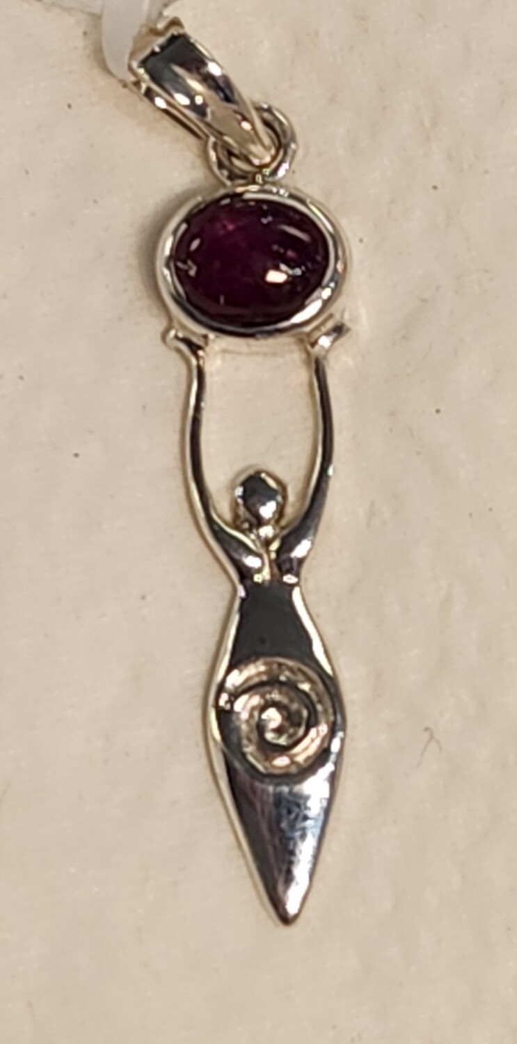 The Spiral goddess Sterling Pendant - Star Ruby
