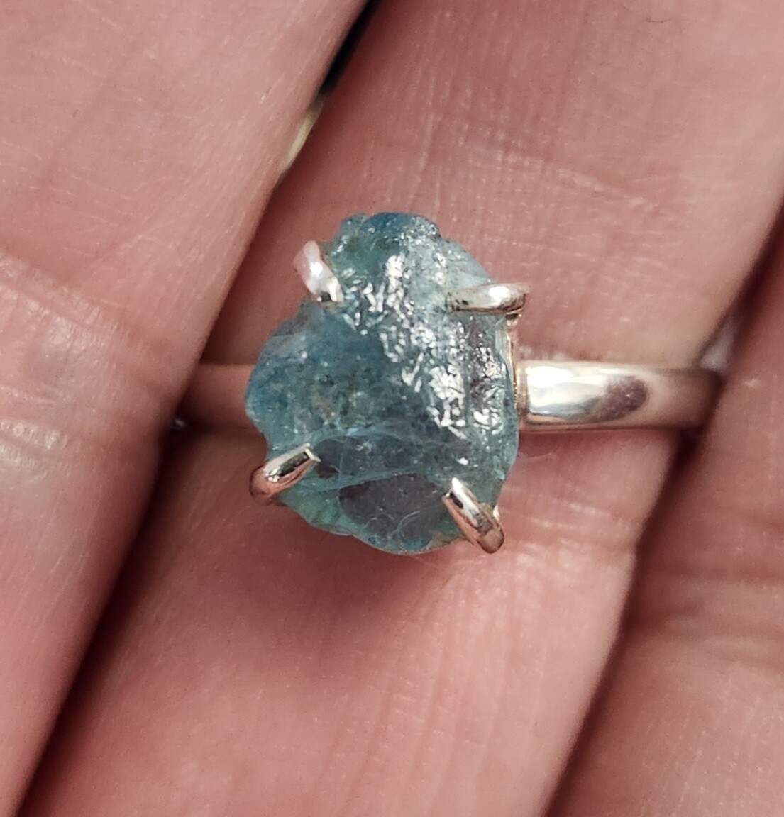 Neon Blue Apatite Rings Sterling Silver
