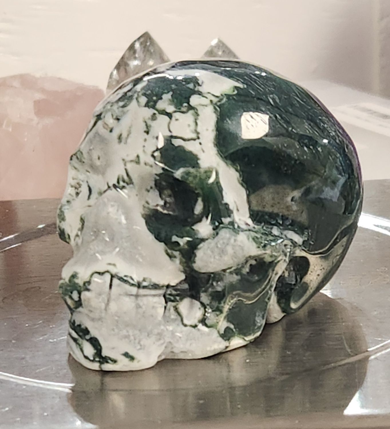 Moss Agate Skull