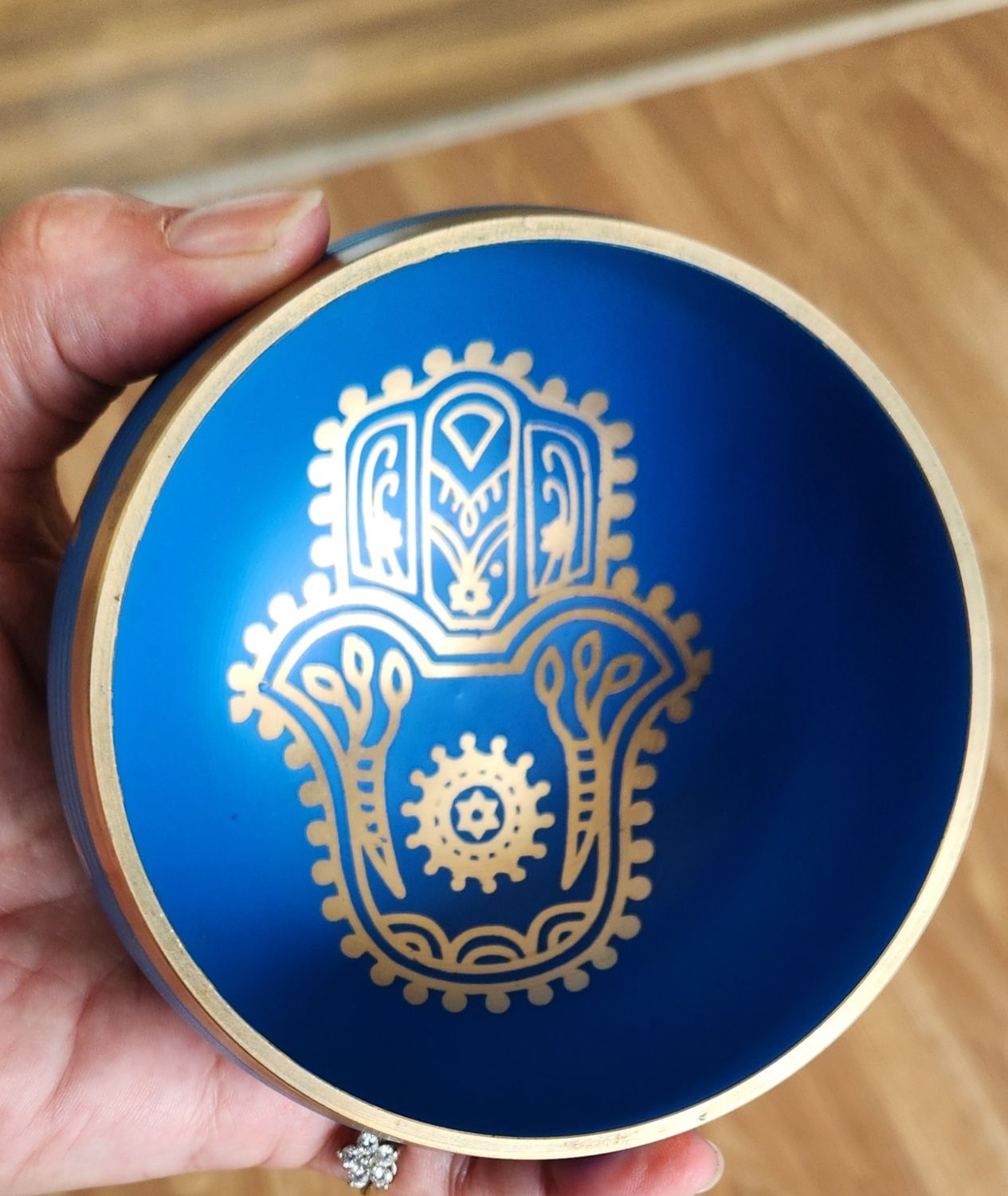 Blue Hand of Hamsa Tibetan Singing Bowl 