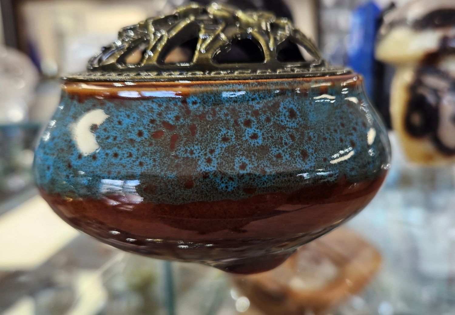 Blue Incense Cone Burner 3&quot; Bowl