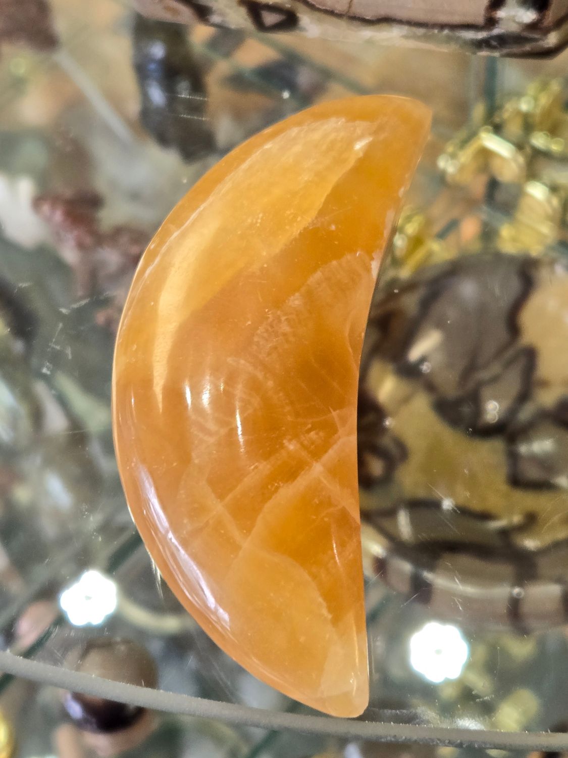 Honey Calcite Crescent Moon