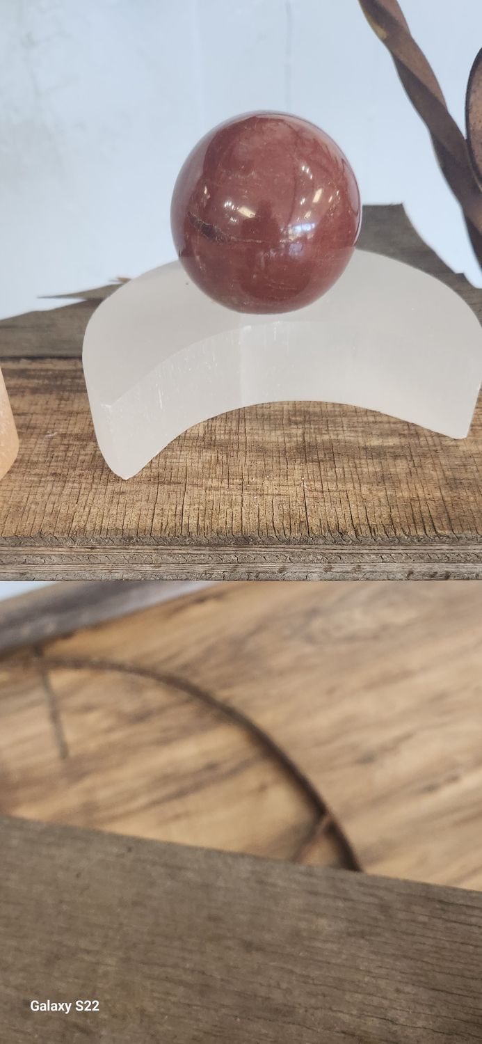 Satin Spar Moon sphere holder 