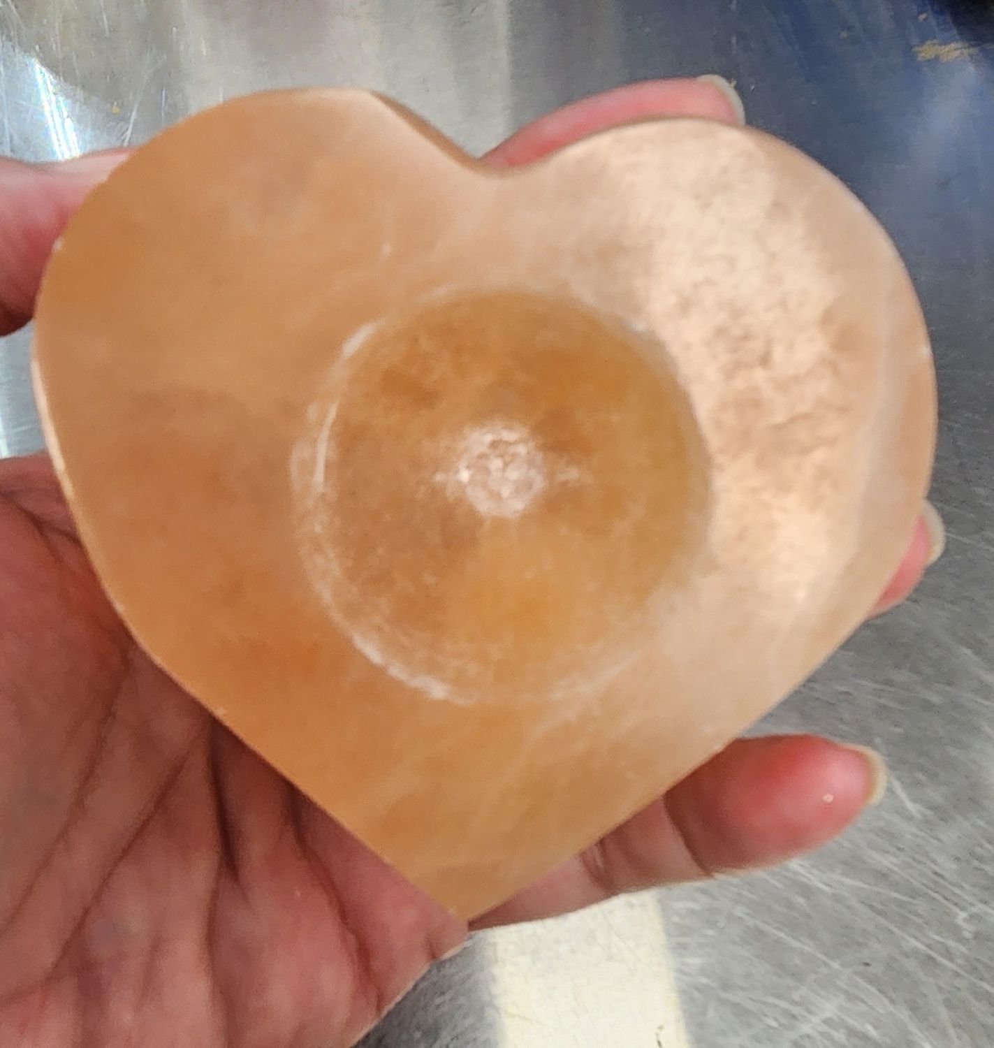 Selenite Candle Holder Peach
