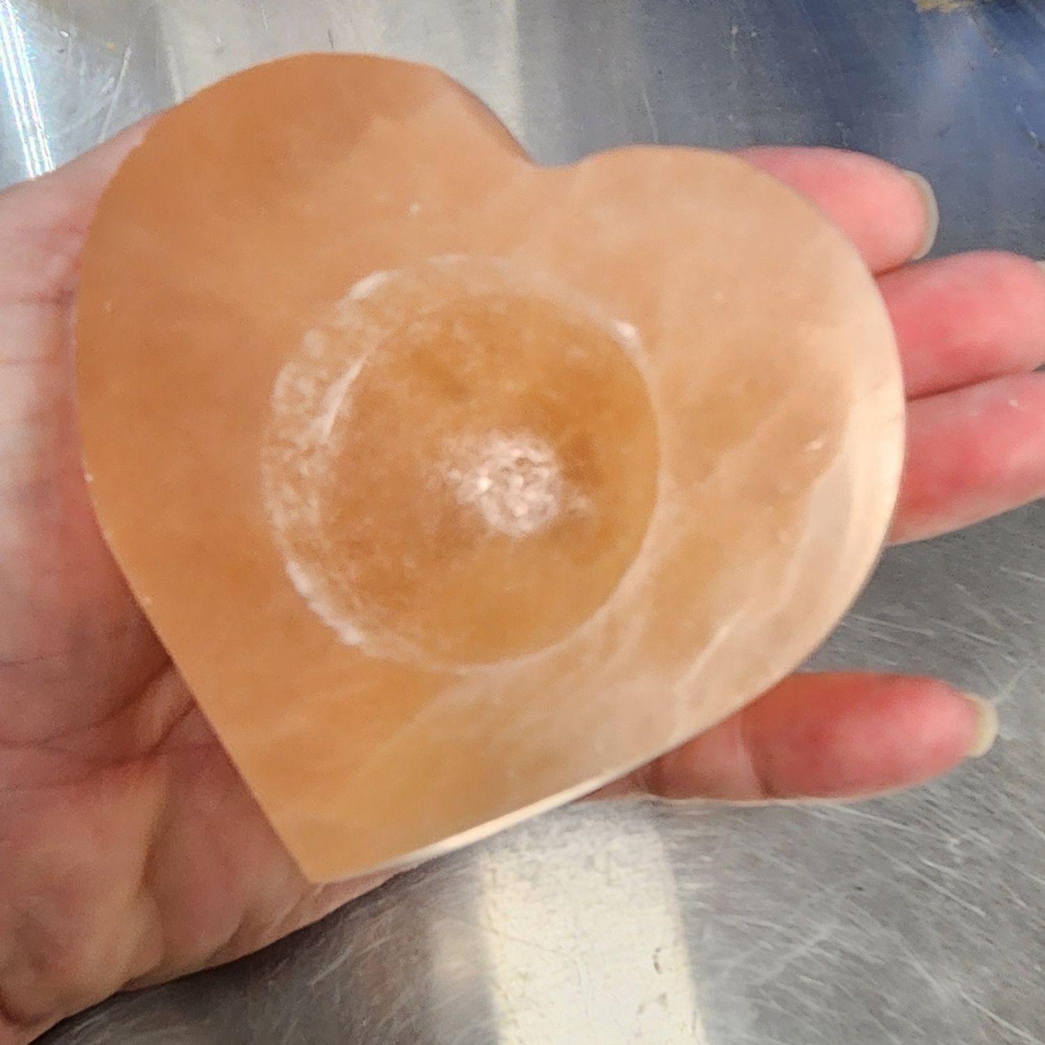 Selenite Candle Holder Peach
