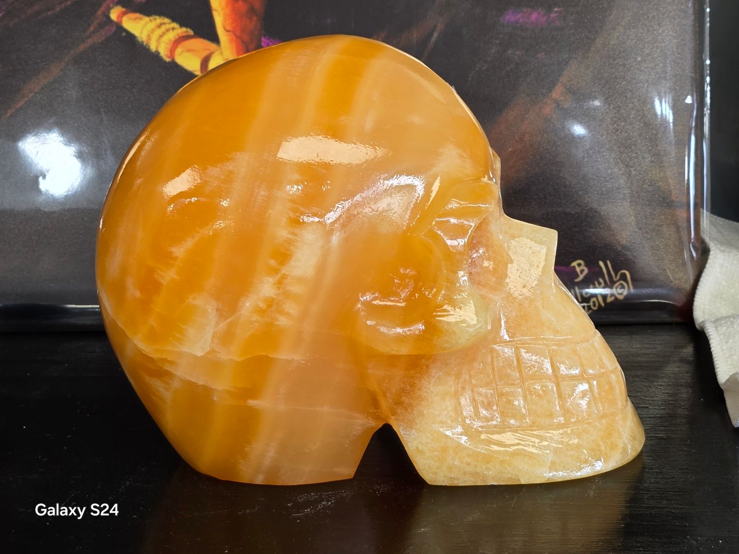Orange Calcite Skull I