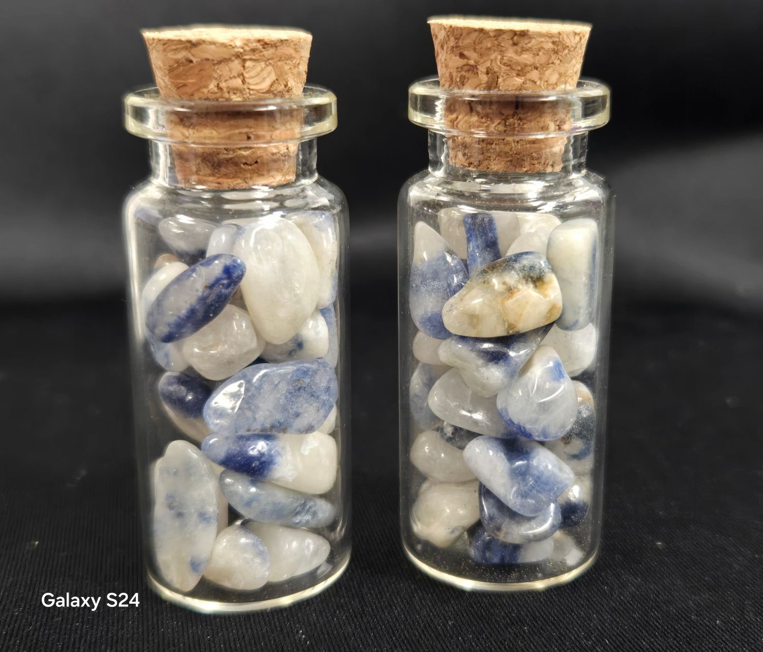 Dumortierite &amp; Quartz in Bottle 