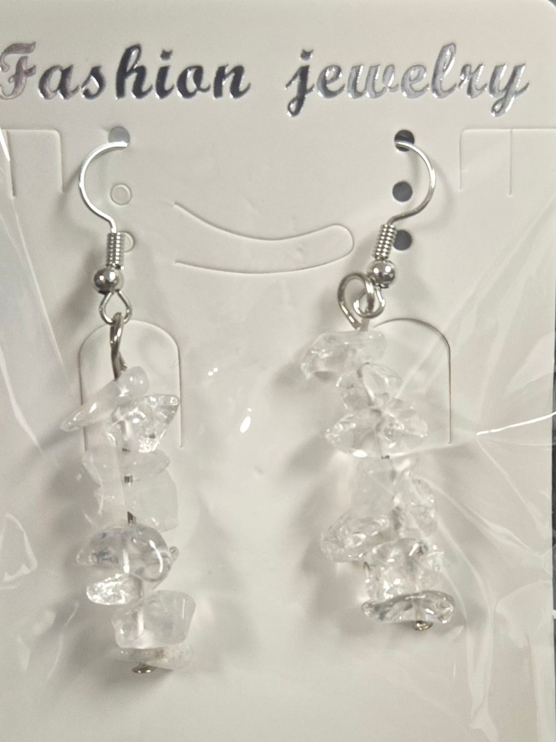 Gemstone Chip Earrings - Clear Quartz