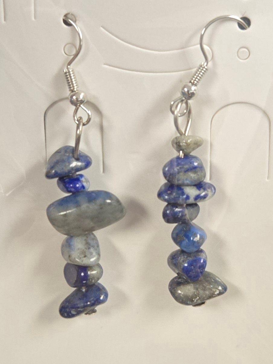 Gemstone Chip Earrings - Lapis