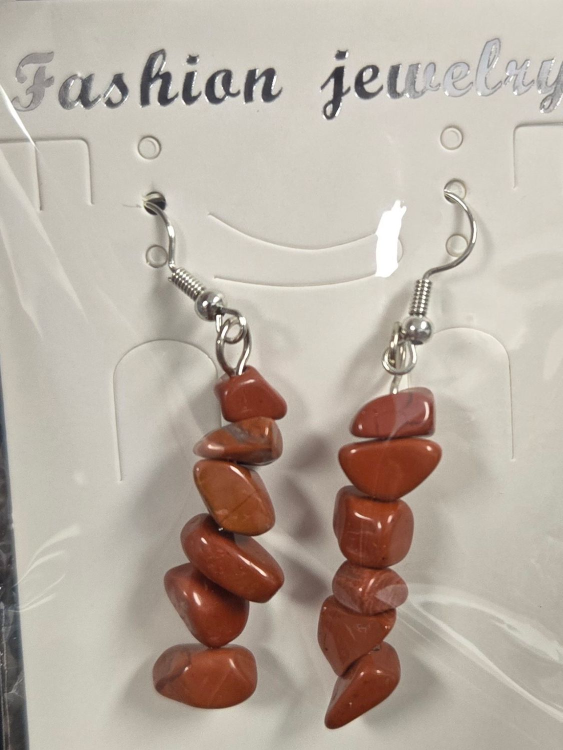 Gemstone Chip Earrings - Red Jasper