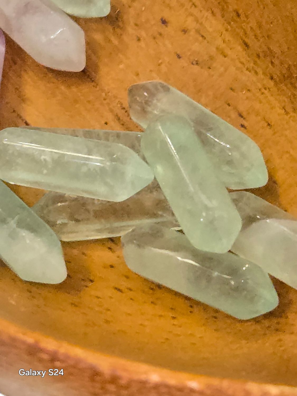 Double Terminated Carved Points - Fluorite Green