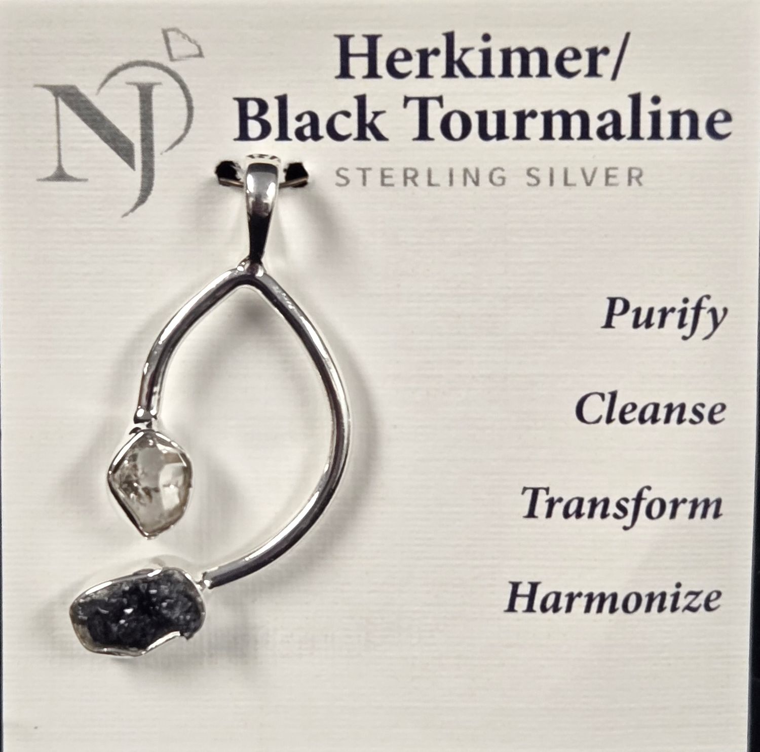 Black Tourmaline w Herkimer diamond 