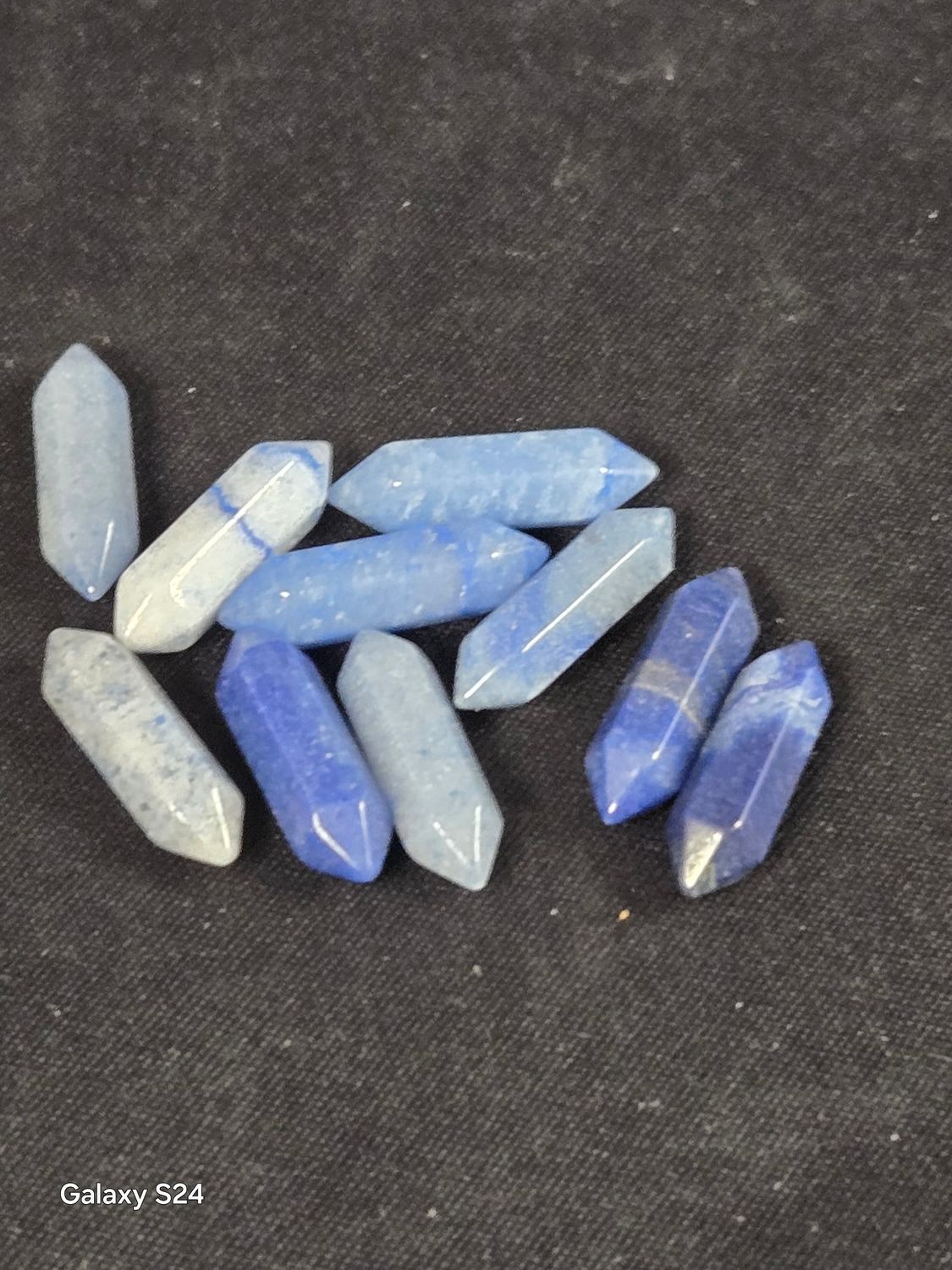 Double Terminated Carved Points - Blue Quartz