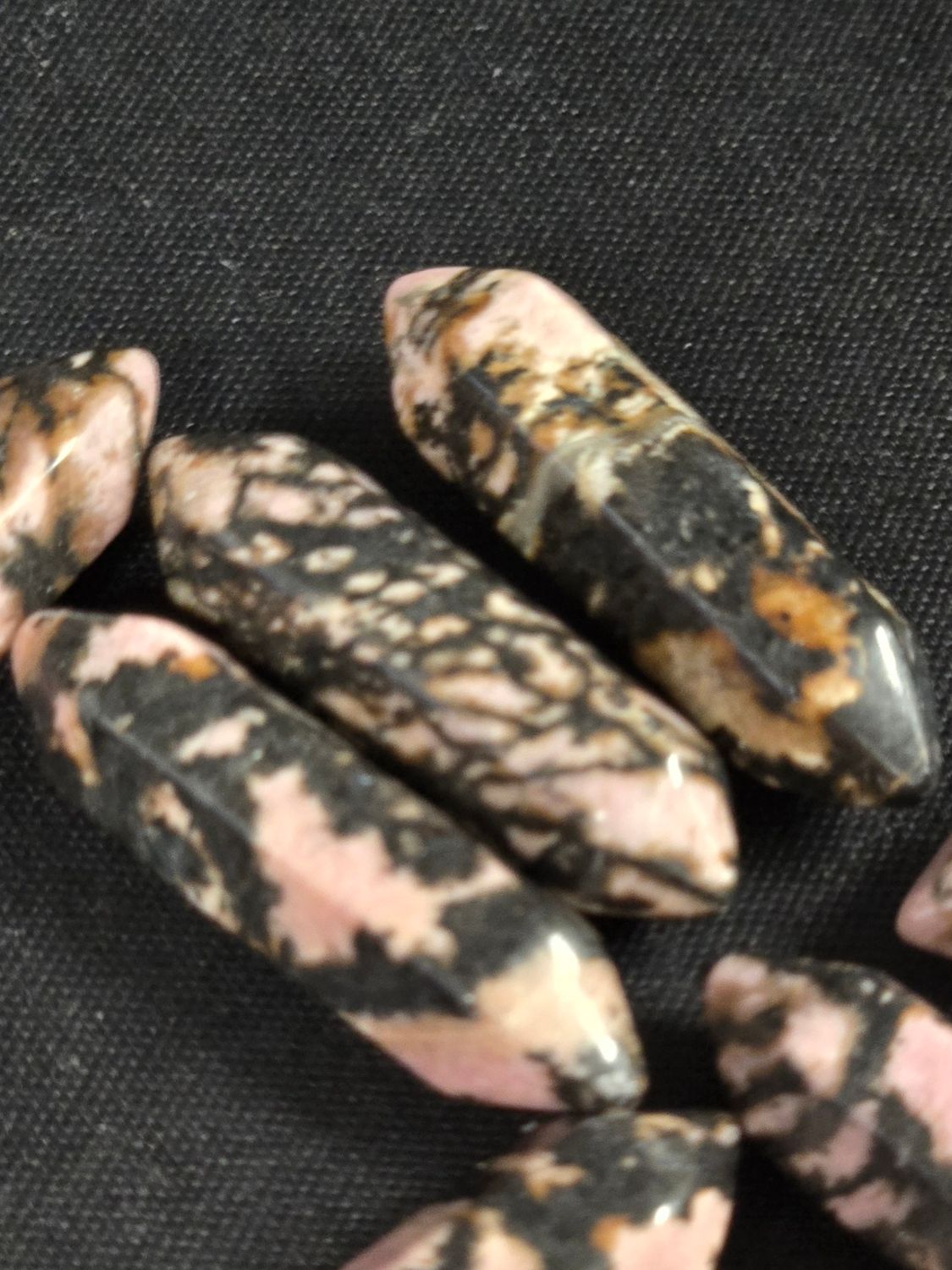 Double Terminated Carved Points -Rhodonite