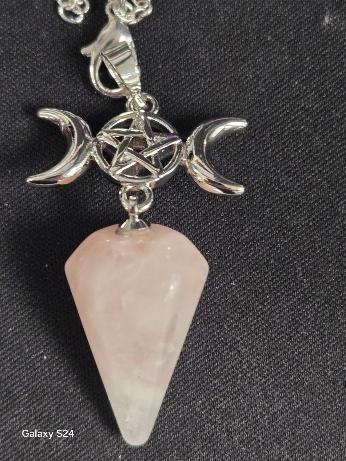 Triple Moon Gemstone Pendulums - Rose Quartz