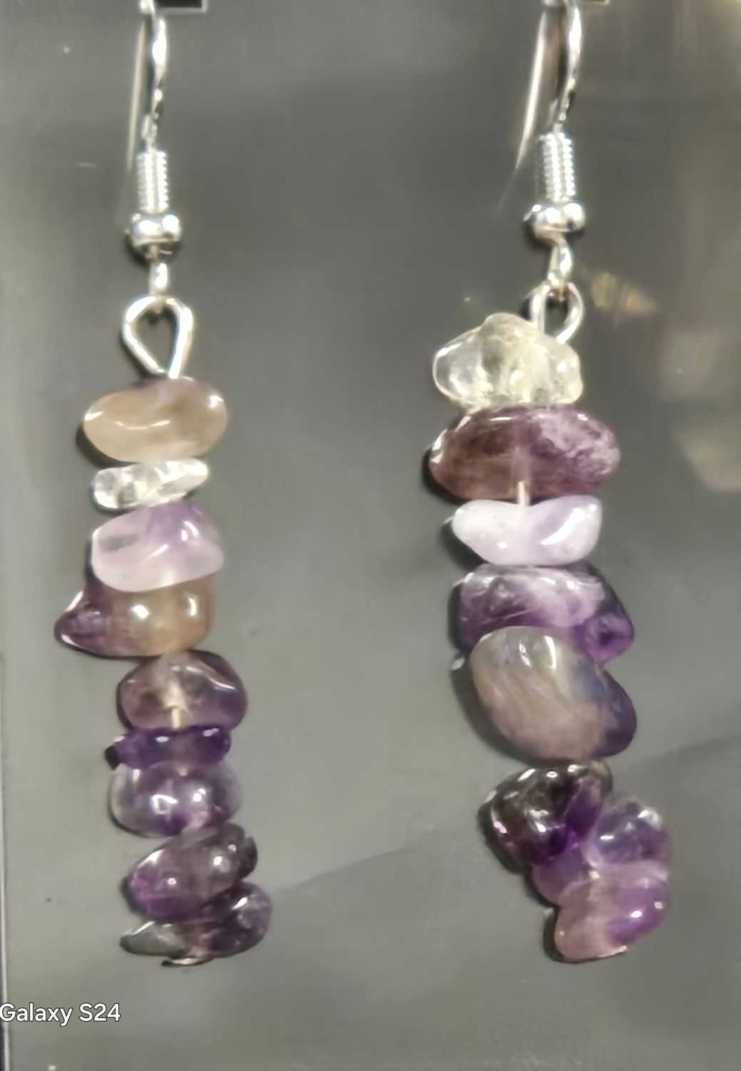 Gemstone Chip Earrings - Amethyst