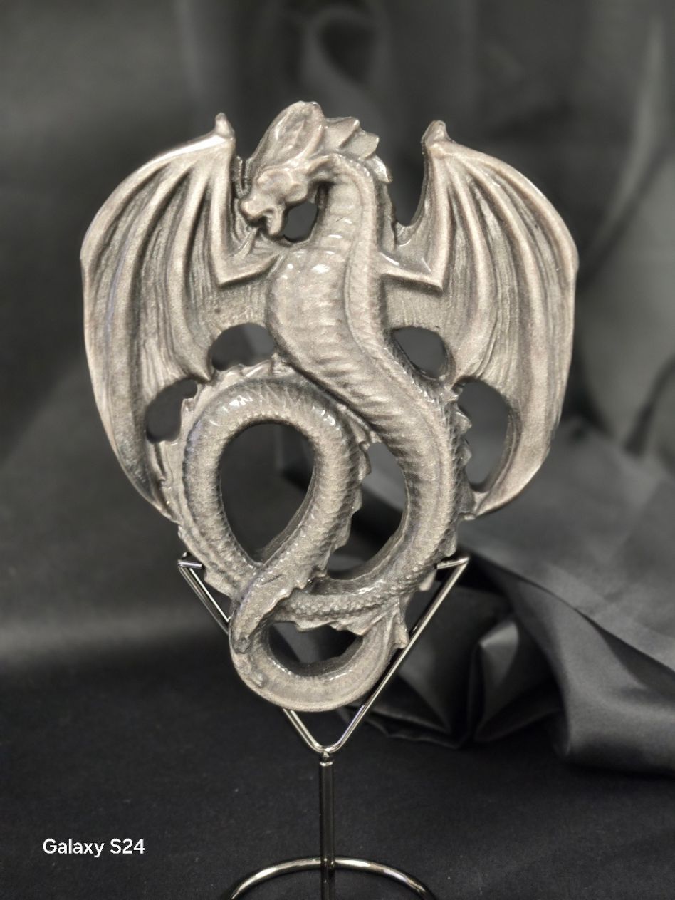 Silver Sheen Obsidian Dragons