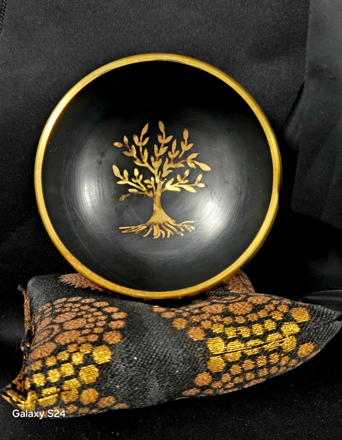 Black Tree of Life Tibetan Singing Bowl Cushion and Stick