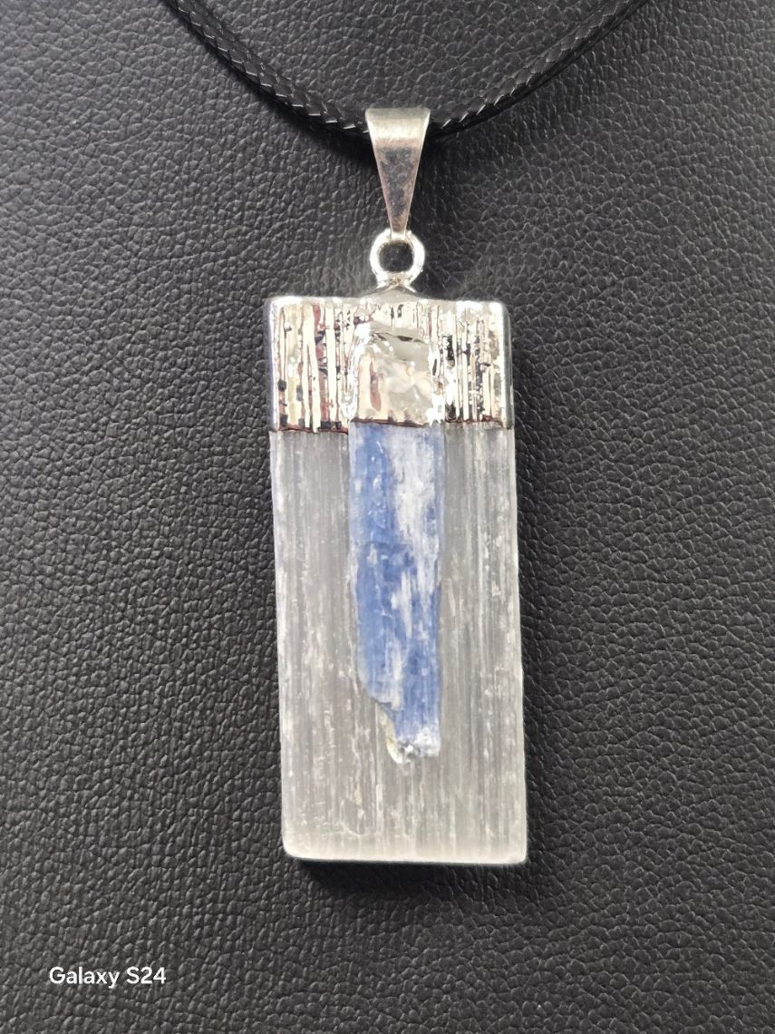 Selenite W Kyanite Pendant