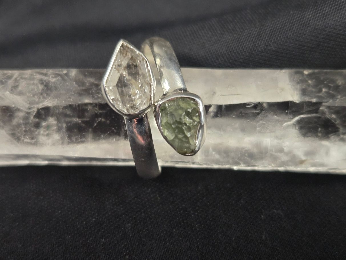 Moldavite / Herkimer Diamond