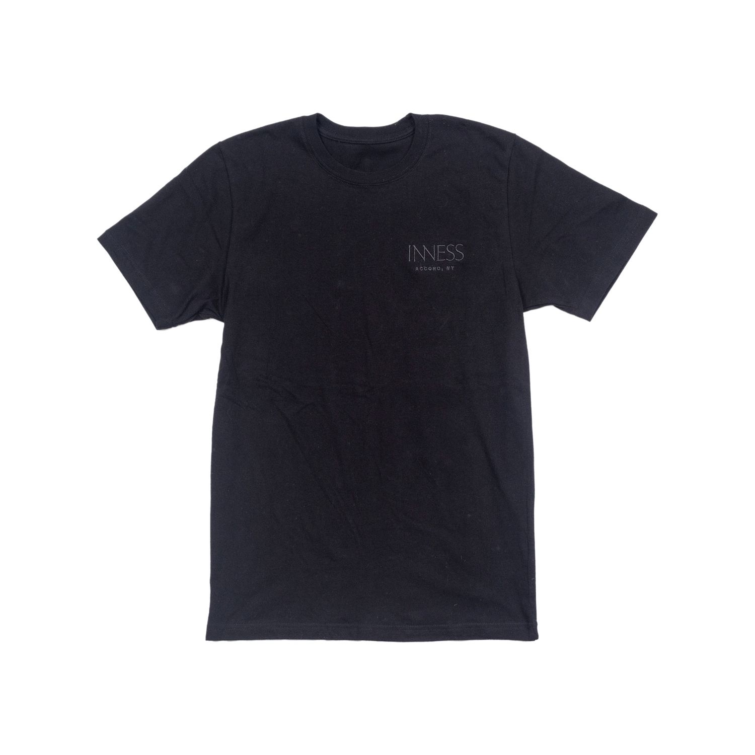 Evergreen Embroidered Black Tee