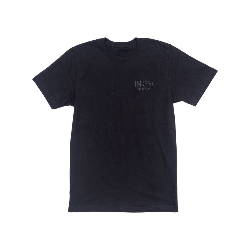 Evergreen Embroidered Black Tee