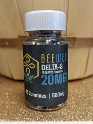 Bee Well CBD D20 Delta 8 Gummies Assorted Flavors 25ct 20mg Delta 8