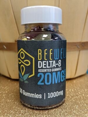 Bee Well CBD D20 Delta 8 Gummies Assorted Flavors 50ct 20mg Delta 8