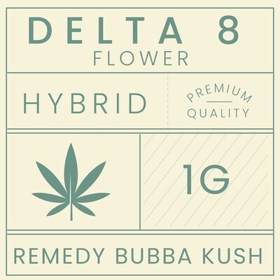 Bee Well CBD Delta 8 Flower Remedy Bubba Kush Indica/Hybrid1g