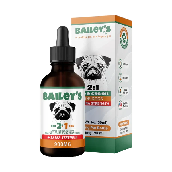 Bailey&#39;s Dog Tincture 2:1 CBD:CBG 30ml 900mg