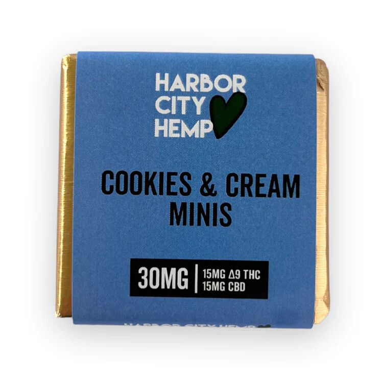 Harbor City Hemp Delta 9 Chocolate Cookies &amp; Cream Mini 15mg D9 15mg CBD