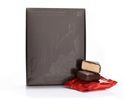 Hometown Hero Dark Chocolate Peanut Butter Squares  Delta 9 50mg & CBD 25mg (4ct Gift Box)