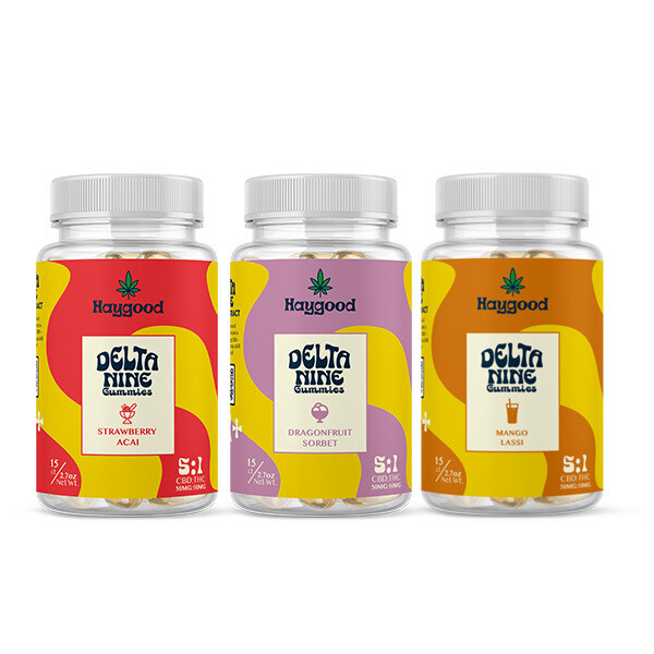Haygood Delta 9 Gummies, 15ct, 50mg CBD, 10mg THC