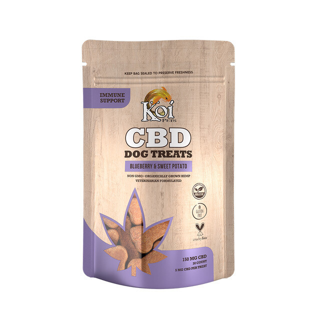 Koi CBD Dog Treats Immune support Blueberry &amp; Sweet Potato 30pcs 150mg