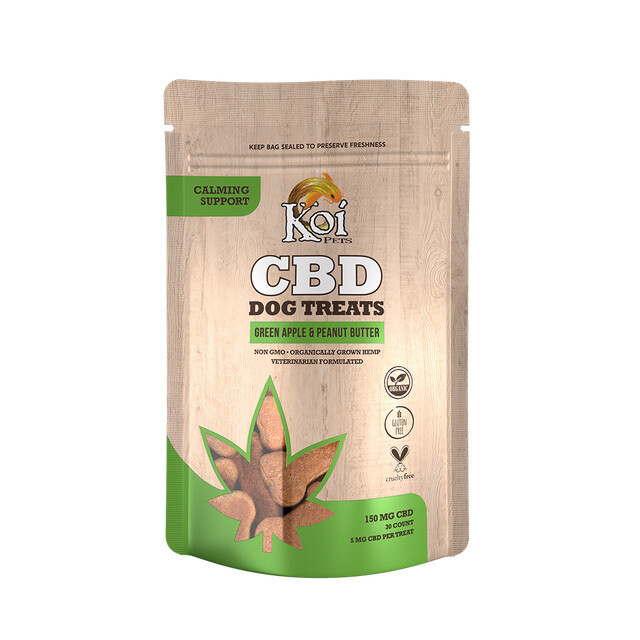Koi CBD Dog Treats, Calming, Green Apple &amp; Peanut Butter, 30pcs, 150mg