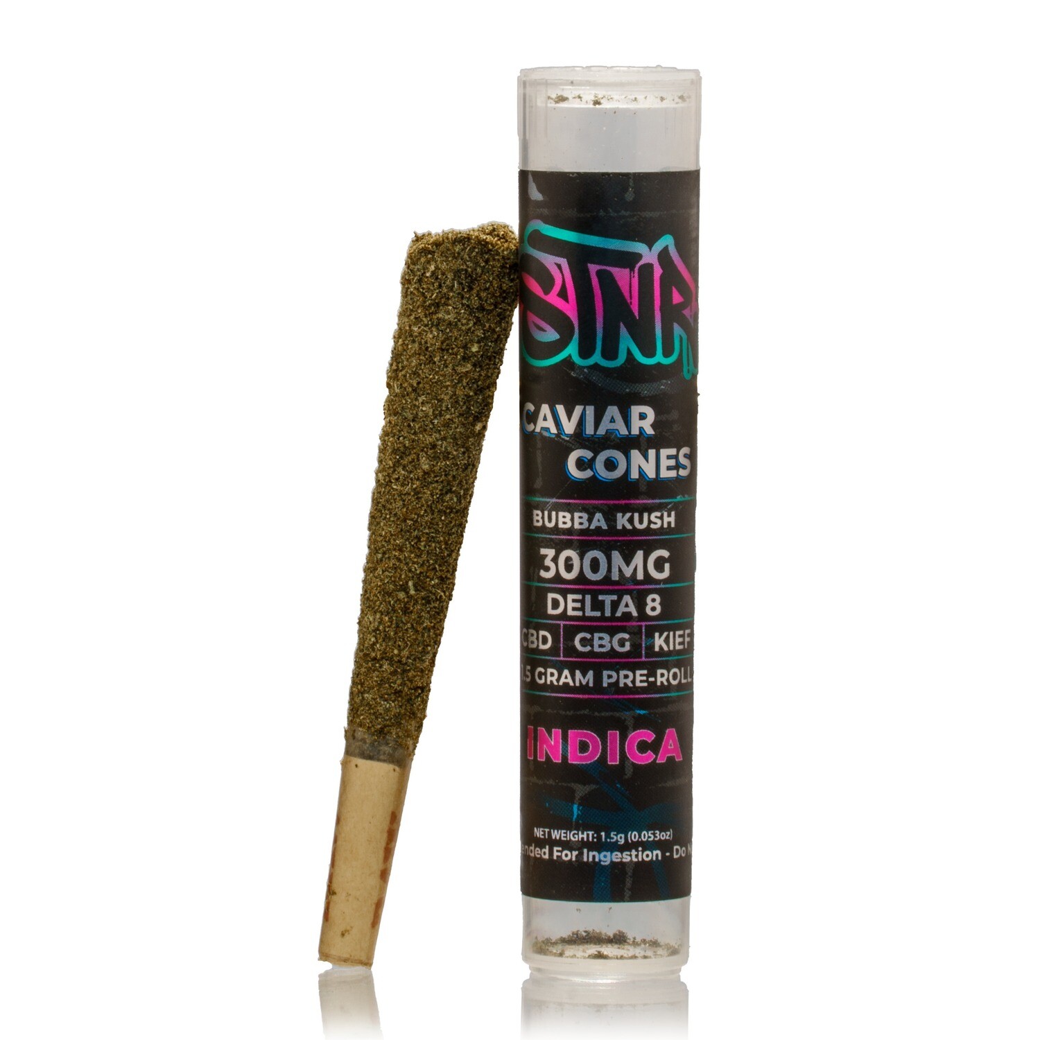 STNR Caviar Cones 1.5g Delta 8 CBD CBG Kief, Strain: Bubba Kush