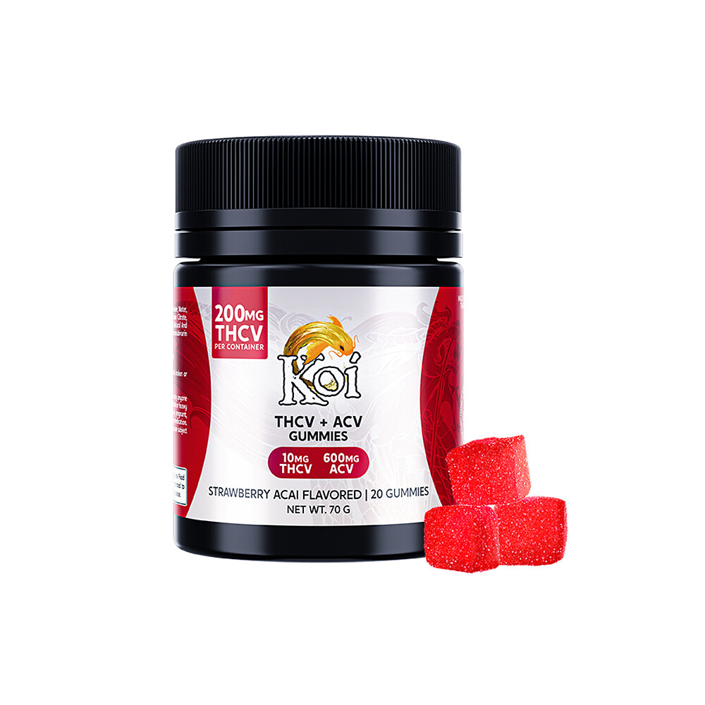 Koi THCV + ACV Gummies Strawberry Acai 20ct 200mg THCV 12000mg AVC