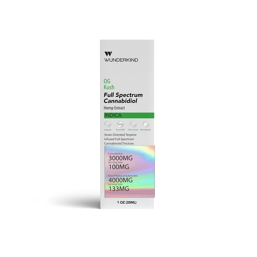 Wunderkind Tincture 30ml 3000mg, Flavor, Size, CBD Strength: Indica OG Kush