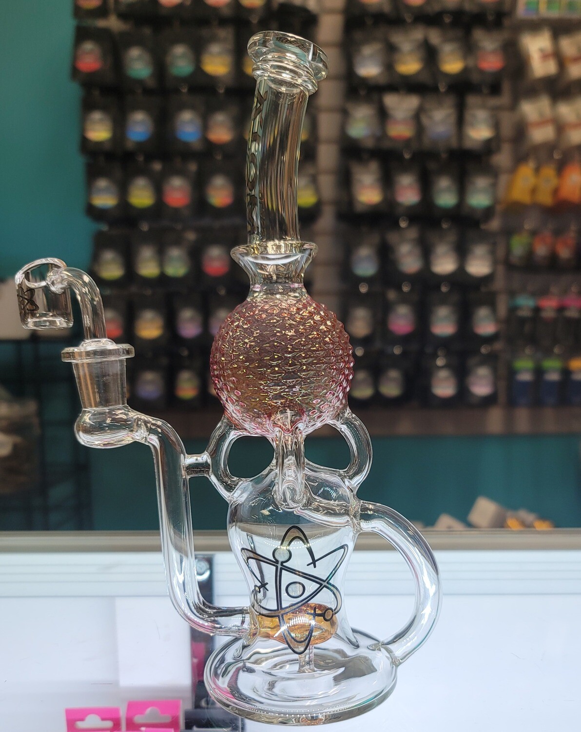 Atom Electro Dome Recycler Water Pipe Dab. 9 inch. Assorted Colors