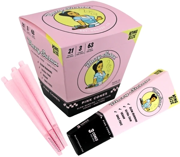 Blazy Susan King Size Cones 3pk (Box of 21 packs), Color: Pink