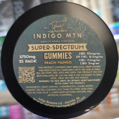 Indigo Mtn Super Spectrum Gummies 25ct 2750mg