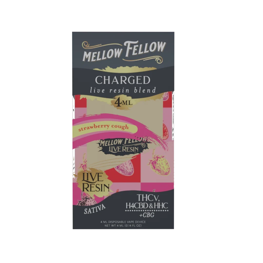 Mellow Fellow Artist Premium Blend Disposable 4ml, Strain: Charged Strawberry Cough HHC, H4CBD, CBG, THCv